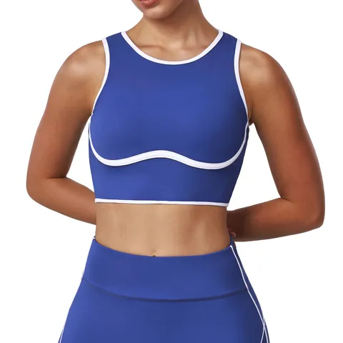 Reggiseno Sportivo da Donna con Design Bicolore e Stile Incrociato Top da Fitness Imbottito Ideale per Corsa, Yoga e Allenamento