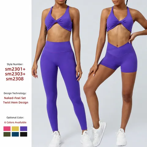 Women Activewear Yoga Suit Set High Waist Hip Lifting Fitness Running Sports Top And Bottom Nylon Spandex