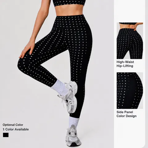 Dames Hoge Taille Billift Yogabroek Zilverfolie Polka Dot Sport Fitness Leggings Elastische Workout Tights