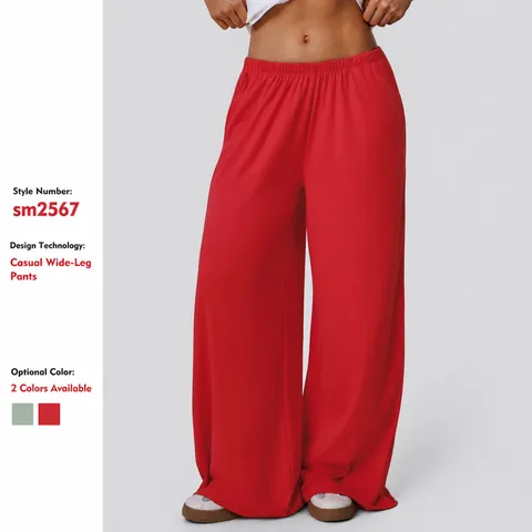 Dames Hoge Taille Gydrapte Casual Sport Lange Broek Wijd Been Losse Fitness Yoga Dansbroek Effen Kleur Comfort