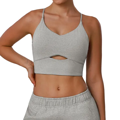 Soutien-gorge de Sport pour Femmes Fitness Gym Course Yoga Haut Ajouré Dos Nu Antichoc Rembourré Vêtement Actif