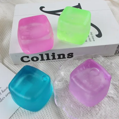 Creative Ice Cube Squishy Toy Decompression Sea Salt Blue Slow Rising Fidget Toy Stress Relief Sensory Toy For Adults Kids