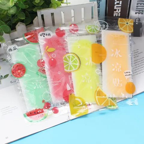 Zomer Koelpleister Hydrogel Fruit Cartoon Ijspleister Koortsverlichting Sticker Draagbare Koelkompres Pleister Voor Buiten