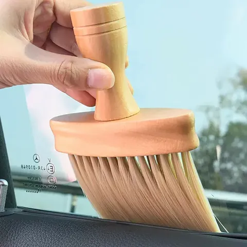 Car Interior Air Vent Cleaning Brush Wood Handle Soft Bristle Dust Removal Detail Brush For Automotive Dashboard Keyboard