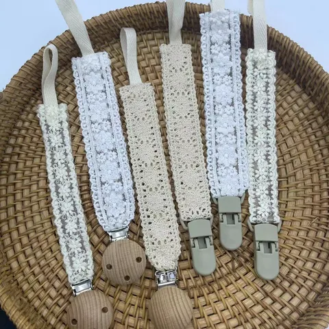 Baby Spitzen Schnullerband Beißring Anti-Strap Holz Plastik Clip Neugeborenes Säugling Schnullerhalter Lanyard Zubehör