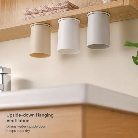 Minimalist ABS Magnetic Inverted Mouthwash Cup Punch Free Mirror Cabinet Storage Toothbrush Holder Home Bathroom Cup