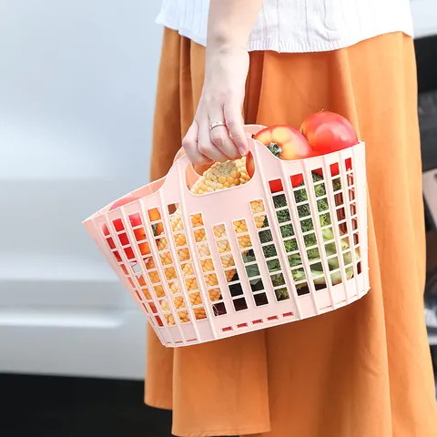 Panier de Rangement en Plastique Pliable Avec Poignée Organisateur de Collation de Bureau Portable Conteneur d'Articles Divers Boîte de Rangement