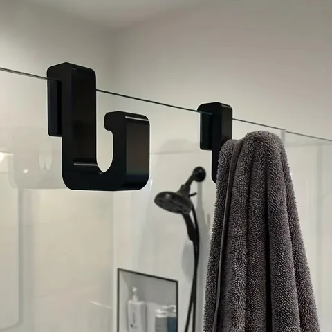 Badezimmer Glastür Haken Lochfrei Duschraum Über Tür Handtuch Kleiderbügel TPE Minimalistisch Aufbewahrung Haken