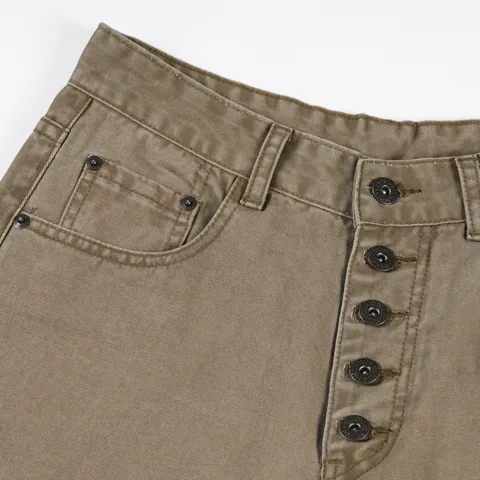 Men's American Retro Silk Straight Leg Casual Pants High Waist Button Fly Distressed Loose Trousers Unisex Streetwear Khaki Gray