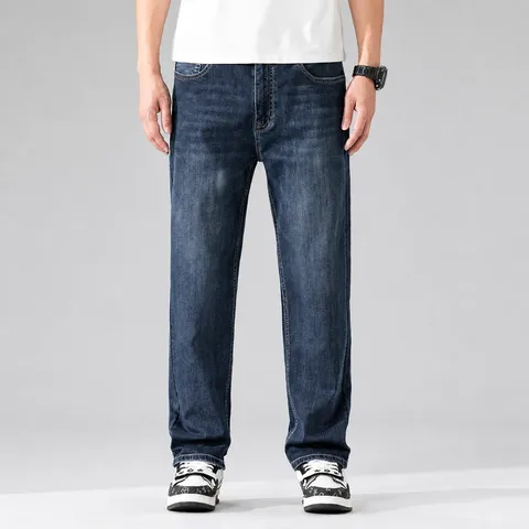 Herren Casual Stretch Denim Jeans Gerade Hose Regular Fit Baumwolle