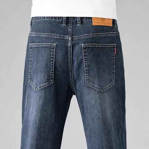 Herren Casual Stretch Denim Jeans Gerade Hose Regular Fit Baumwolle