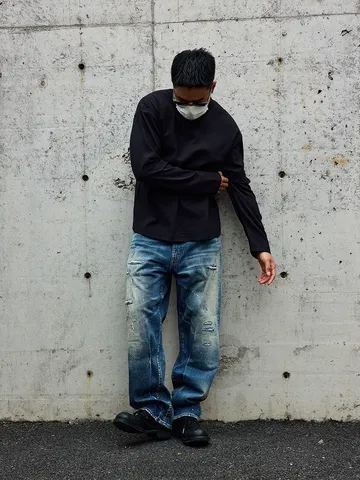 Herren Casual Distressed Loose Straight Leg Jeans Vintage Gewaschen Denim Hose Streetwear Mode Hosen
