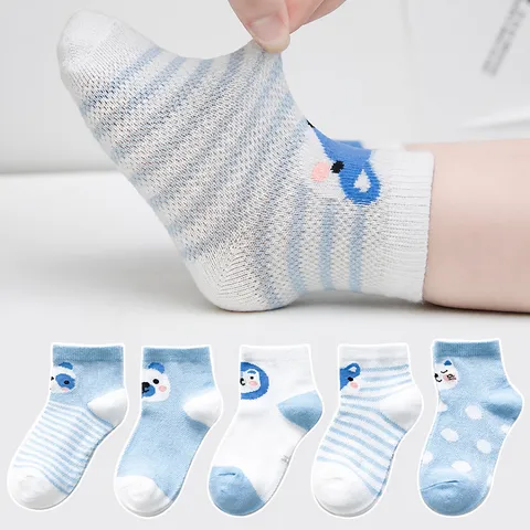 Kids Summer Thin Mesh Cotton Short Socks Cute Cartoon Animal Breathable Crew Socks For Baby Children Boys And Girls