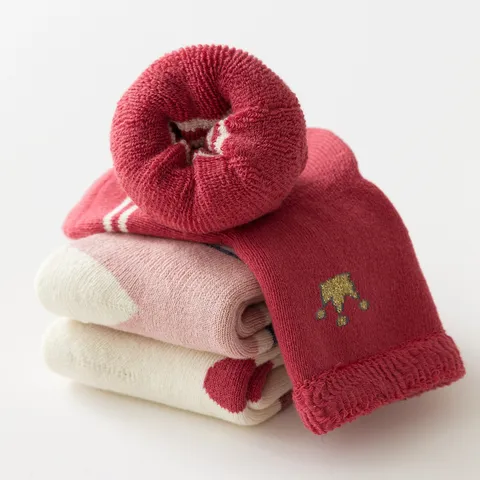 Baby Thickened Terry Warm Long Tube Socks Non-Slip Floor Socks Cute Cartoon Winter Infant Socks For Toddlers