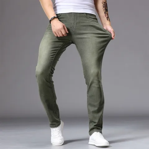 Herren Casual Slim Fit Denim Jeans Klassische Gerade Lange Hose Elastische Baumwollmischung Hose Für Alltag