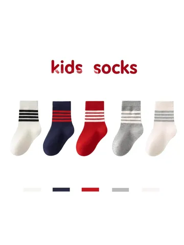 Kids Spring Autumn Cotton Crew Socks Striped Preppy Style Comfortable Breathable Student Sport Socks For Children