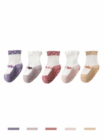Infant Baby Socks Non-Slip Cute Cartoon Toddler Floor Socks Newborn Cotton Breathable Ruffle Lace Ankle Socks Kids Accessories