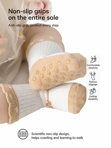 Infant Baby Socks Non-Slip Cute Cartoon Toddler Floor Socks Newborn Cotton Breathable Ruffle Lace Ankle Socks Kids Accessories