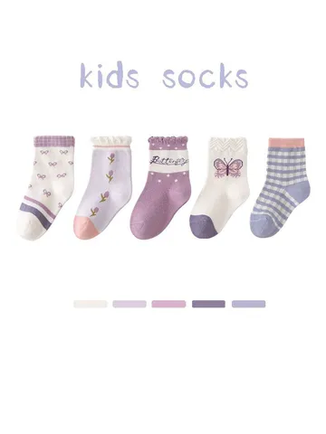 Kids Crew Socks Cotton Breathable Cute Bow Striped Casual Mid Tube Socks For Baby Toddler Boys And Girls Daily Wear