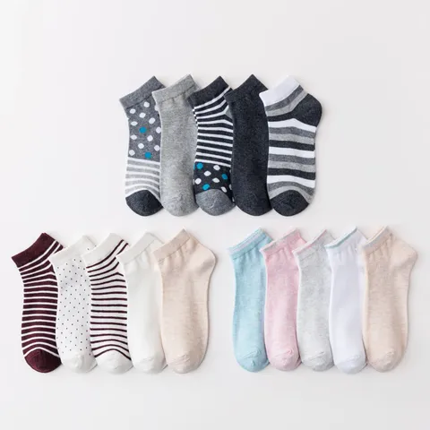 Women Cotton Boat Socks With Solid Color And Stripe Patterns Breathable Comfortable Fabric Ideal For Spring And Summer Daily Wear