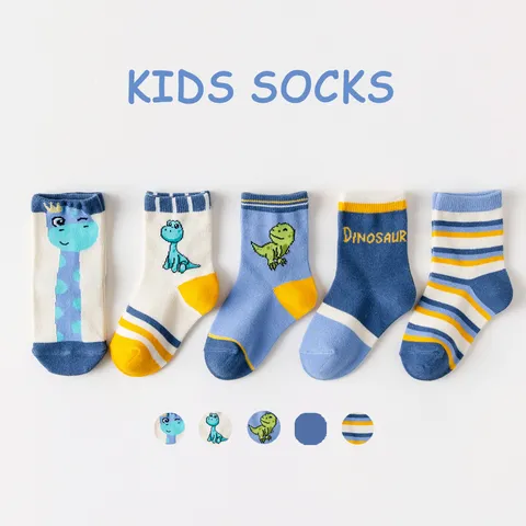 Kids Cotton Crew Socks Cute Cartoon Striped Breathable Comfortable Daily Socks For Children Boys Girls