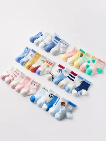 Breathable Mesh Cotton Kids Socks Cute Cartoon Bear Pattern Summer Thin Baby Socks For Boys And Girls