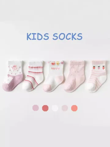 Kids Cotton Mesh Breathable Mid Tube Socks Cute Cartoon Print Summer Thin Infant Toddler Children Socks