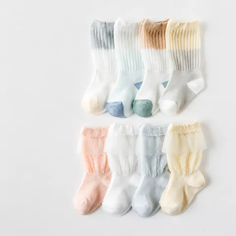 Infant Baby Cotton Mesh Long Tube Socks Breathable Anti-Mosquito Lace Cute Socks For Toddler Boys And Girls Casual