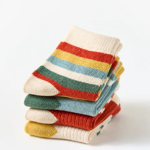 Kids Cotton Crew Socks Cute Cartoon Print Breathable Spring Autumn Winter Daily Casual Socks For Baby Boys And Girls
