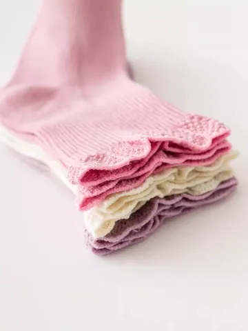 Kids Cotton Mid Tube Socks Cute Lace Trim Breathable Combed Cotton Socks For Baby Infant Toddler Spring Autumn Winter