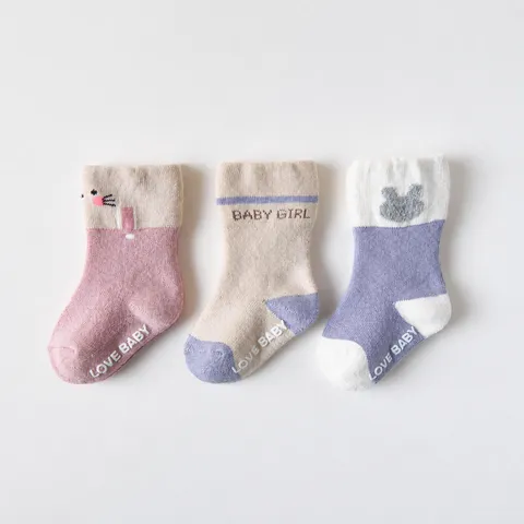 Infant Toddler Thickened Terry Cotton Socks Anti-Slip Winter Warm Crew Socks