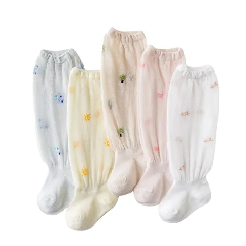 Infants Over The Knee Anti-Mosquito Socks Cotton Ice Silk Mesh Cute Pattern Breathable Spring Summer Baby Long Socks