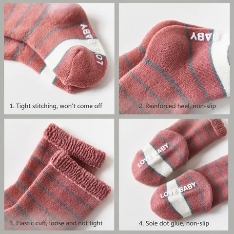 Infant Toddler Thickened Terry Cotton Socks Anti-Slip Winter Warm Crew Socks