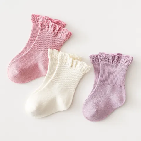 Toddler Baby Girls Ruffled Princess Crew Socks Cotton Breathable Sweat-Absorbent Cute Spring Autumn Winter Children Socks