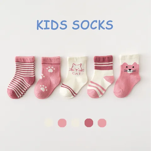 Infant Toddler Kids Cotton Mid Tube Socks Cute Cartoon Cat Pattern Autumn Winter Warm Children Socks