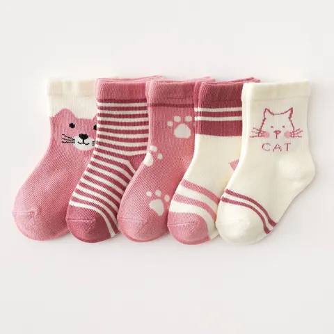 Infant Toddler Kids Cotton Mid Tube Socks Cute Cartoon Cat Pattern Autumn Winter Warm Children Socks