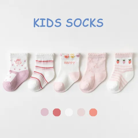 Baby Cotton Mesh Breathable Long Tube Socks Cute Cartoon Print Spring Summer Infant Anti-Mosquito Stockings Kids Hosiery