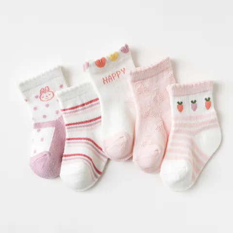 Calcetines de Algodón Mesh Transpirables de Verano para Niños Lindos Dibujos Animados Rayas Bebé Niño Calcetines Accesorios de Moda