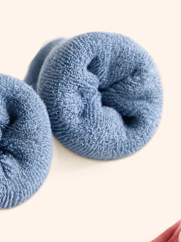 Kids Thickened Terry Towel Cotton Socks Autumn Winter Warm Baby Floor Socks Cute Cartoon Print Anti-Slip Crew Socks
