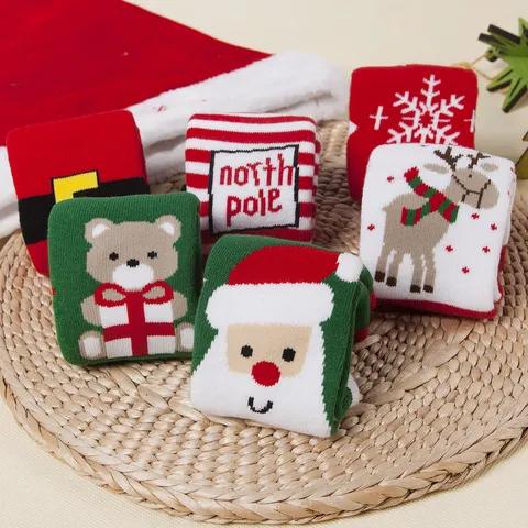 Kids Thickened Combed Cotton Terry Crew Socks Cute Cartoon Christmas Winter Warm Socks For Children