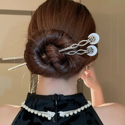 Neo-Chinese Style Alloy Flower Moon Hair Stick Vintage Hollow Electroplated Hair Chopstick For Women Ancient Style Headdress Jewelry