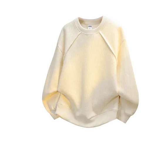 Herren Casual Kapuzenpullover Waffelstrick Pullover Langarm Lockere Passform Übergröße Kaninchenhaar Mischung Winter Oberteil