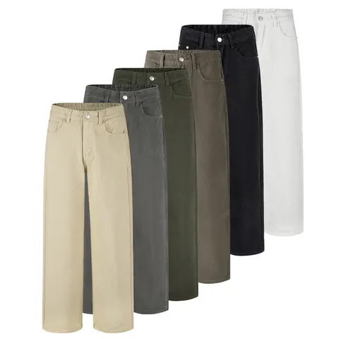 Herren Casual Gerade Denim Hose Lockere Passform Einfarbig Basic Lange Hose Mit Reißverschluss