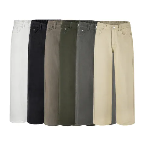 Herren Casual Gerade Denim Hose Lockere Passform Einfarbig Basic Lange Hose Mit Reißverschluss