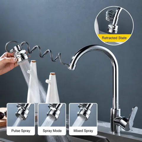 Prolongateur de Robinet de Cuisine Universel Anti-Éclaboussures Aérateur 3 Modes Réglable Embout de Robinet Économiseur d'Eau