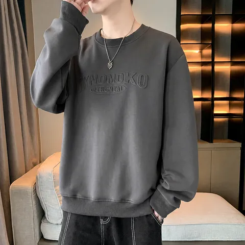 Herren Fleece Gefüttertes Sweatshirt Winter Warm Lässig Rundhals Langarm Pullover Trend Marke Übergröße Lockeres Sweatshirt