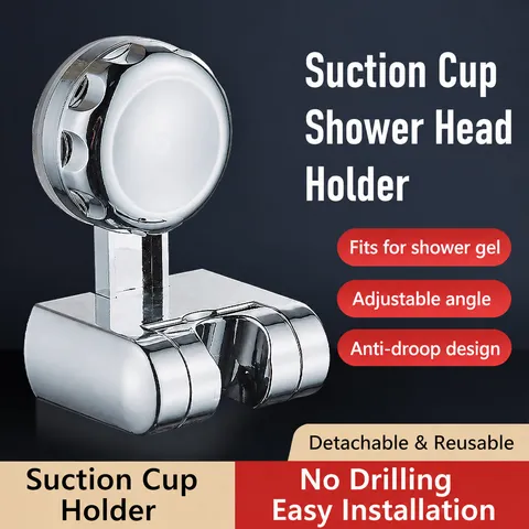 Adjustable Shower Head Holder Punch-Free Suction Cup Shower Bracket Wall Mounted Bathroom Shower Nozzle Support Stand