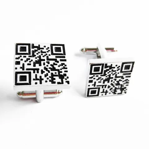 Heren Franse Manchetknopen Koper Vierkant QR-code Patroon Zakelijk Formeel Hemd Manchetknopen Accessoires Sieraden Cadeau