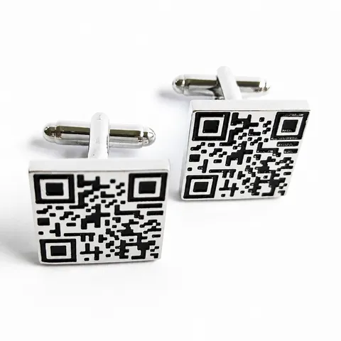 Heren Franse Manchetknopen Koper Vierkant QR-code Patroon Zakelijk Formeel Hemd Manchetknopen Accessoires Sieraden Cadeau