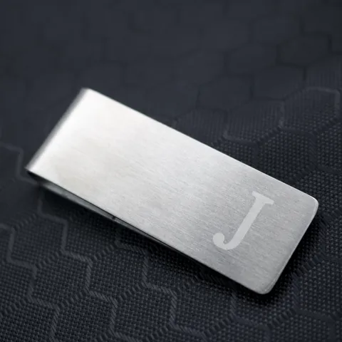 Minimalistische Roestvrij Stalen Krawattenklammer Laser Letter Monogram Zakelijke Dasclip Metalen Geldclip Voor Mannen Vrouwen